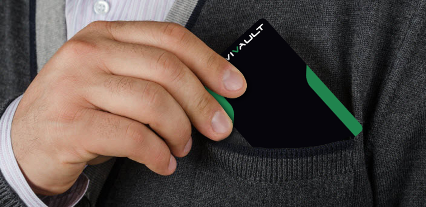 EviVault Technology card NFC man hand in your pocket 667px