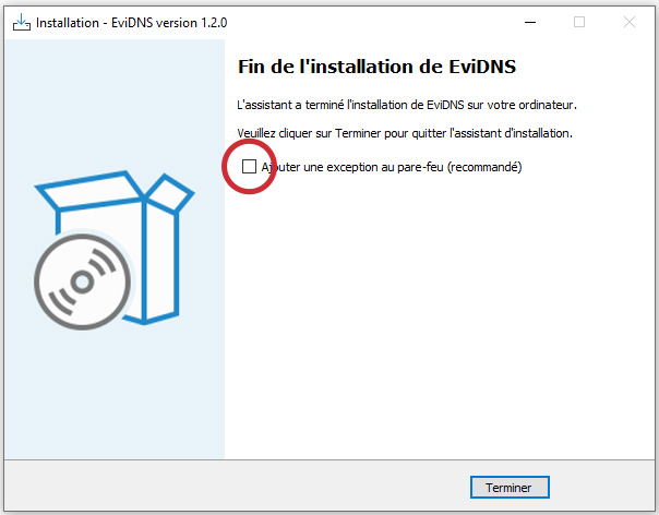 EviDNS ZeroConf add firewall exception software by Freemindtronic