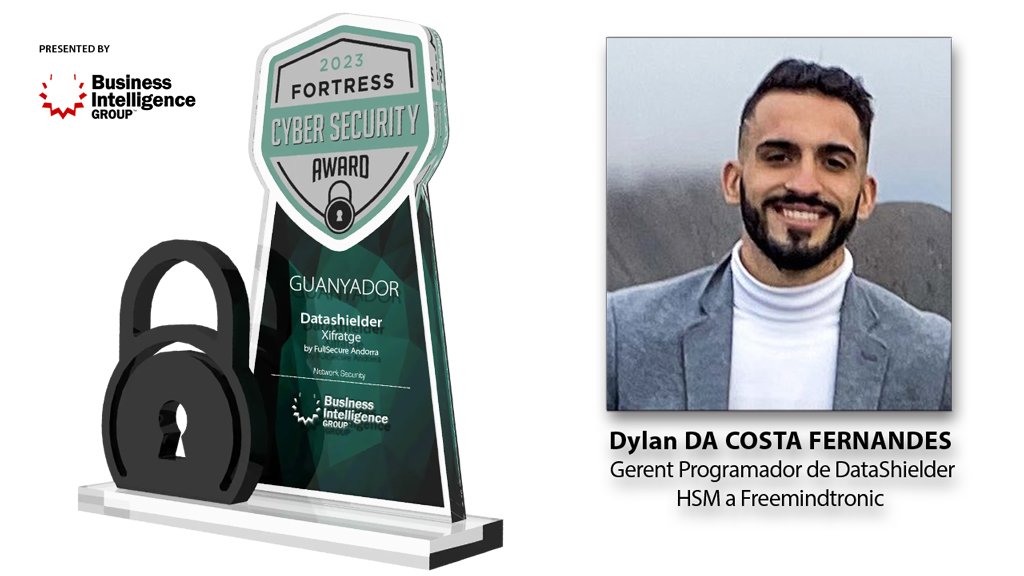 Dylan DA COSTA FERNANDES gerent programador de DataShielder HSM a Freemindtronic premi Fortress Cybersecurity award 2023