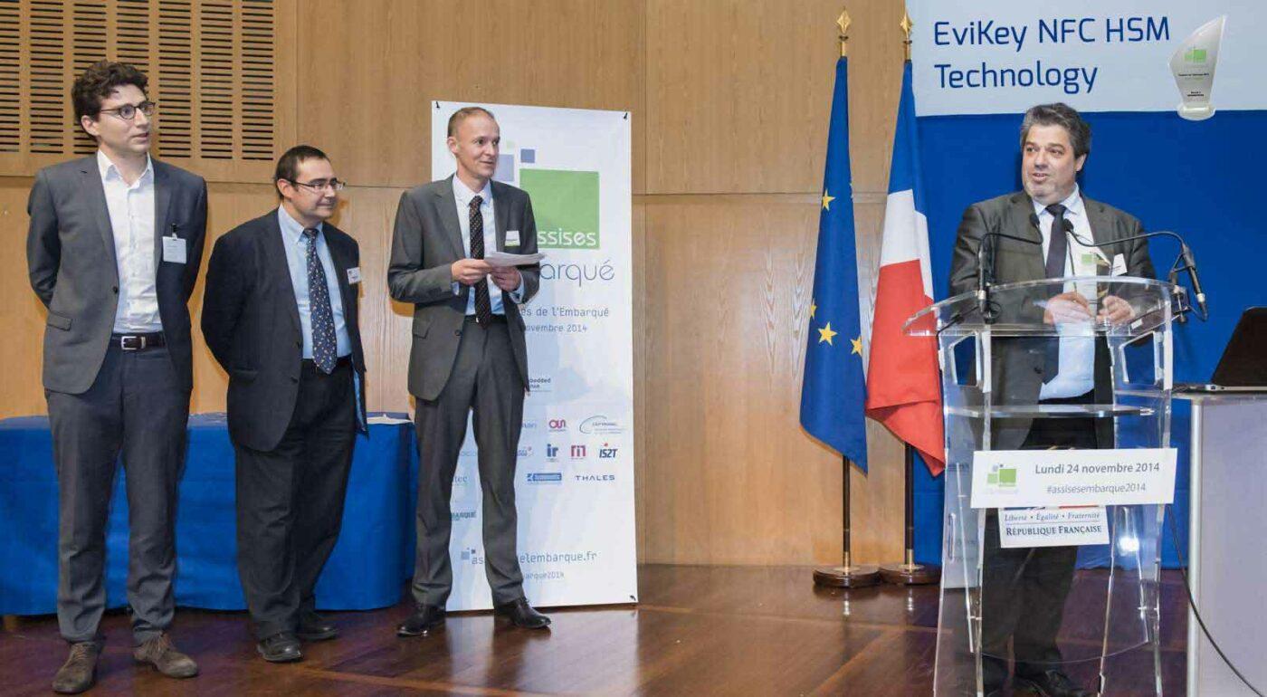 Evikey NFC HSM Technology contactless unlock via NFC Android phone European 2014 Award Embedded System Bercy Paris from inventor Jacques Gascuel CEO Freemindtronic Andorra