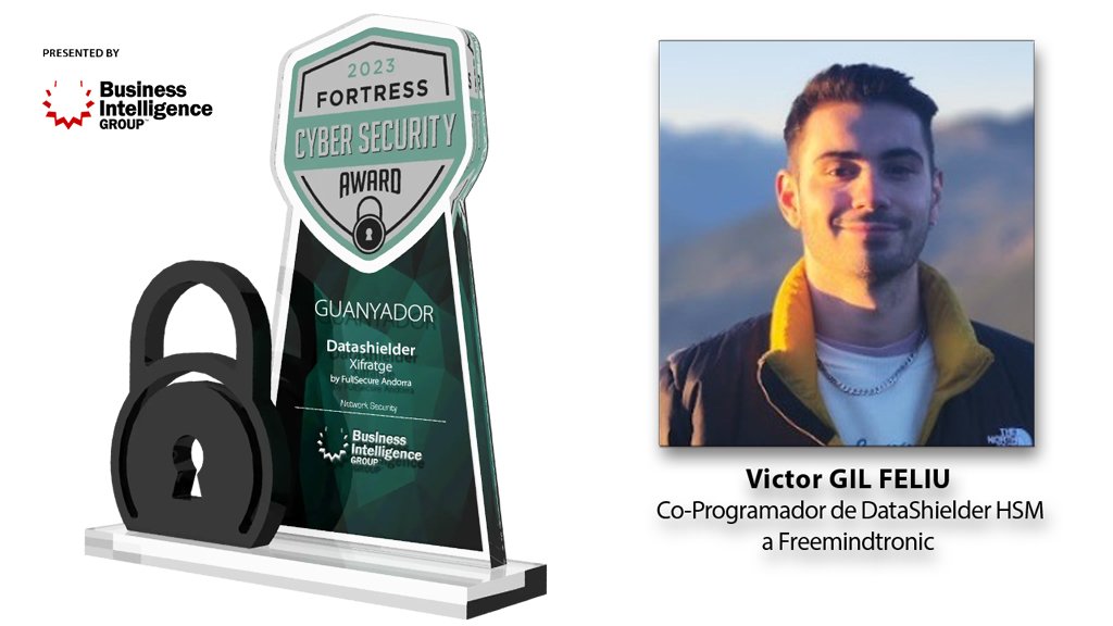 Victor Gil Feliu programador de DataShielder HSM a Freemindtronic premi Fortress Cybersecurity award 2023