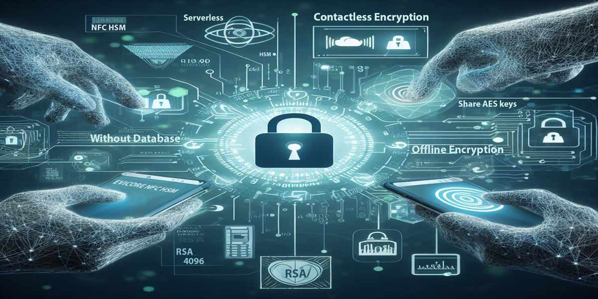 NFC HSM Devices and RSA 4096 encryption a new standard for cryptographic security serverless databaseless without database by EviCore NFC HSM from Freemindtronic Andorra