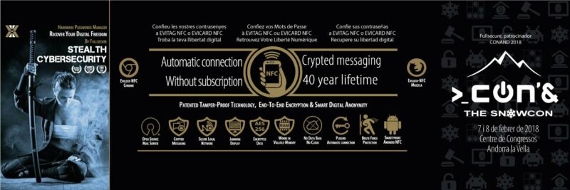 Evitag NFC HSM at CONAND 2018, a contactless password manager service.