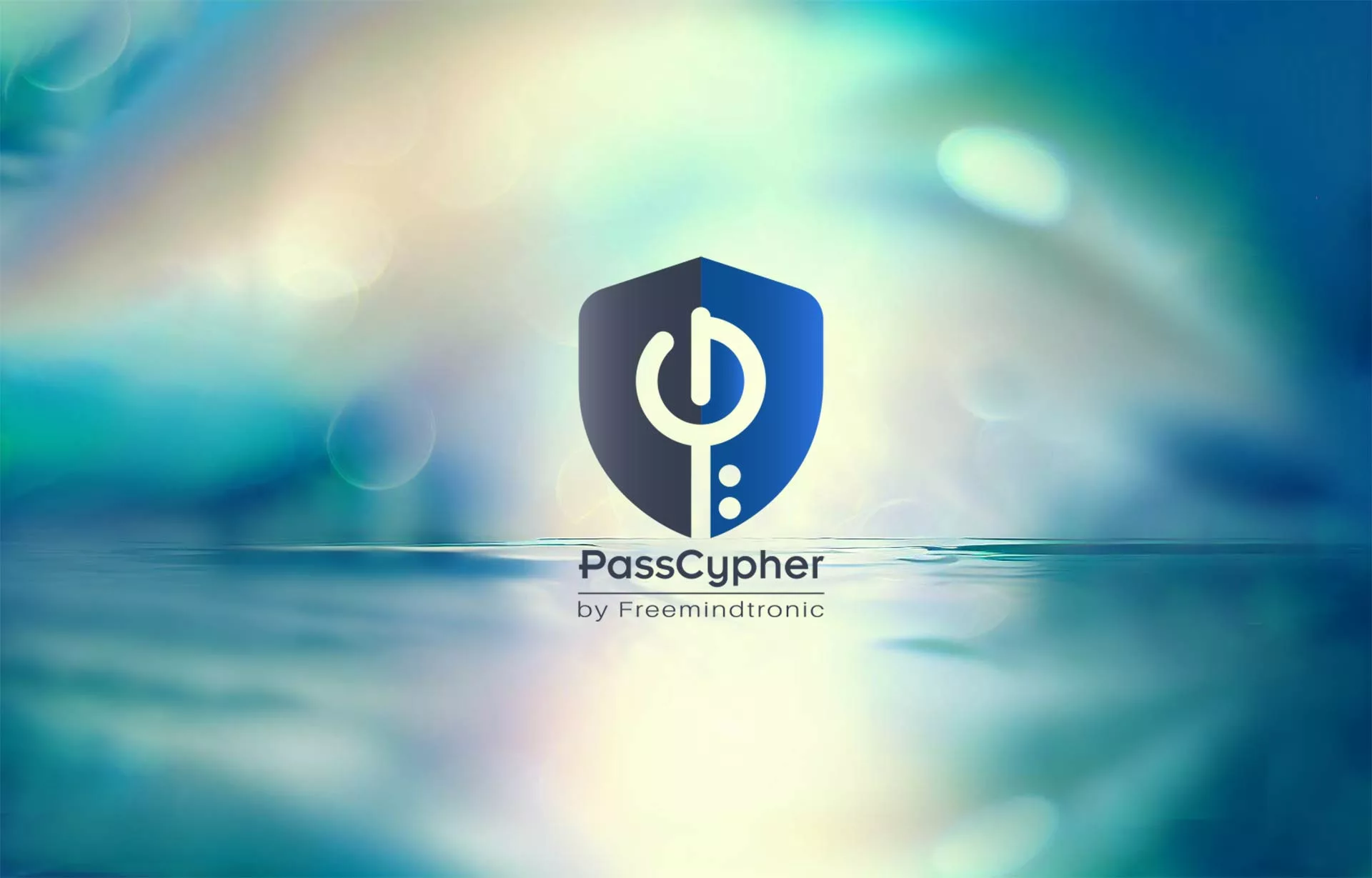 PassCypher HSM password manager logo by Freemindtronic, floating above serene water.