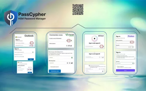 Interface demonstrating the import of an encoded QR Code for auto-fill and auto-login with PassCypher HSM PGP.