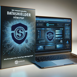 DataShielder HSM PGP product packaging and software interface displaying advanced encryption features.