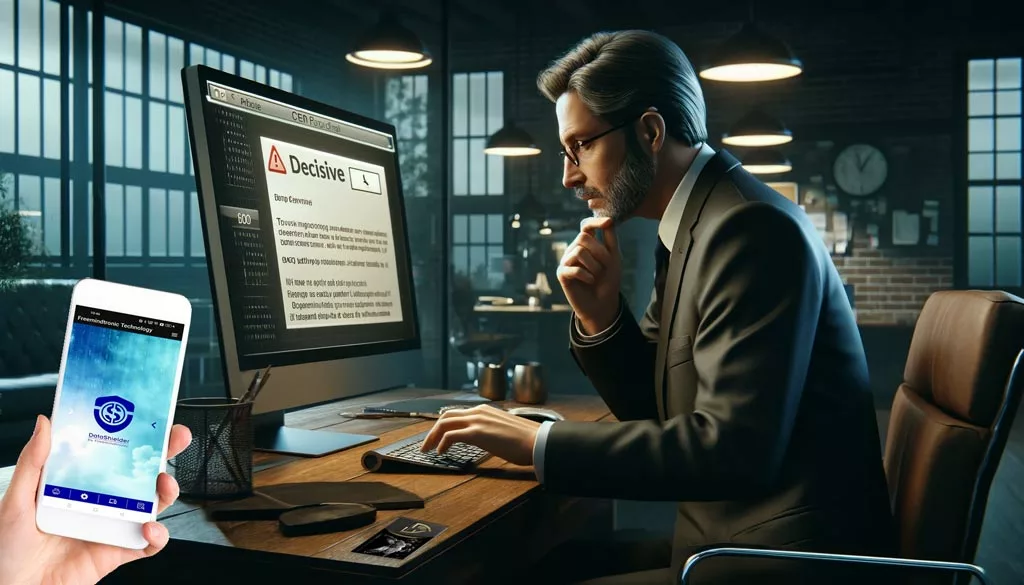 CEO discussing a fraudulent financial transaction in a corporate office