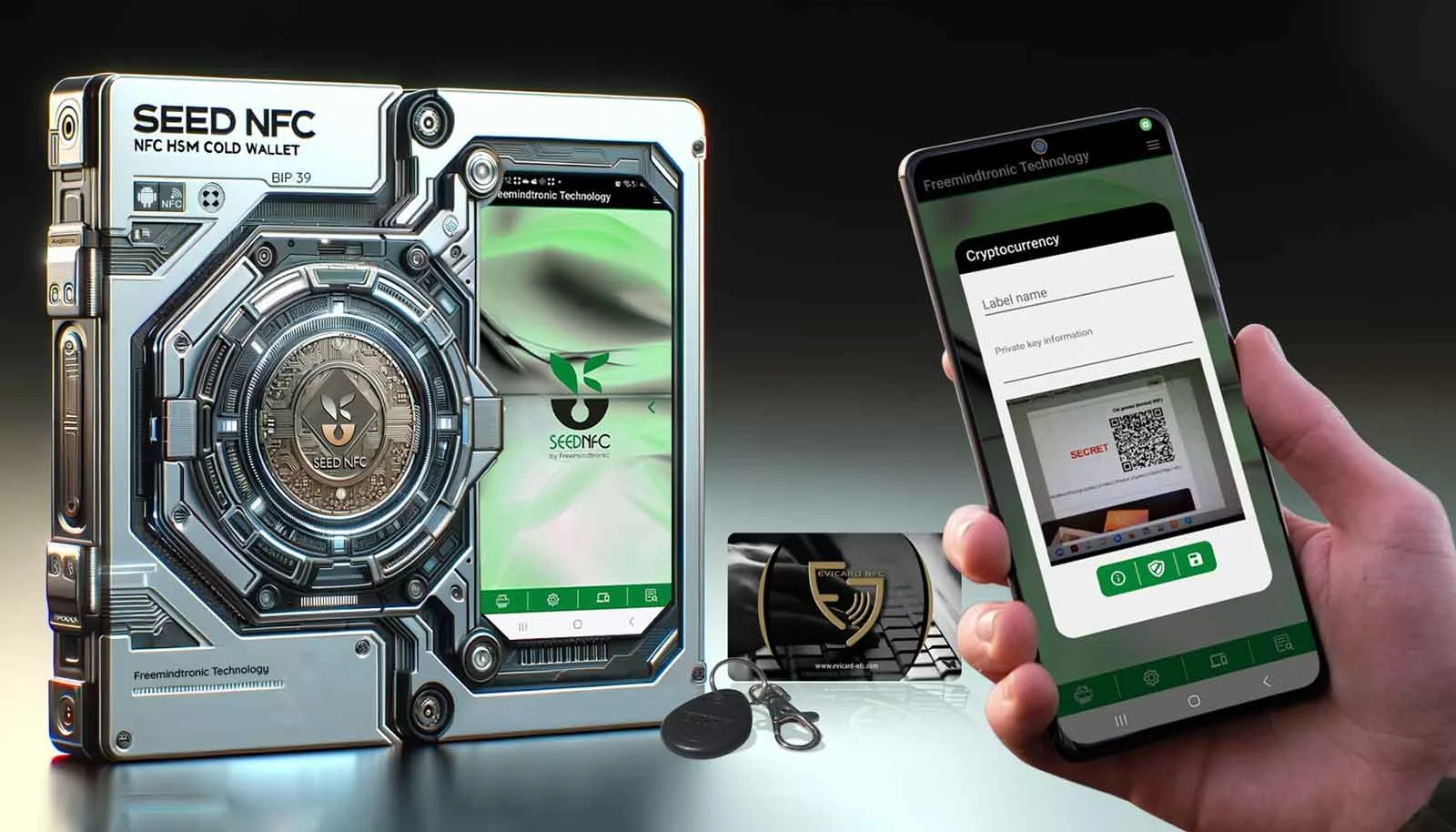 icone box SeedNFC Coin: Securely scan and store cryptocurrency private keys using QR codes with the SeedNFC HSM Cold Wallet.