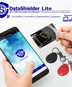 DataShielder NFC HSM Lite with EviCard, Black EviTag Keychain, and Red EviTag Keychain