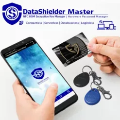 DataShielder NFC HSM Master with EviCard, Black EviTag Keychain, and Blue EviTag Keychain