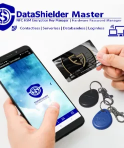 DataShielder NFC HSM Master with EviCard, Black EviTag Keychain, and Blue EviTag Keychain