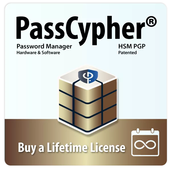 PassCypher HSM PGP password manager software box with Lifetime license