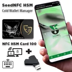 SeedNFC HSM Card 100 Cold Wallet Manager with Android App and EviKeyboard BLE