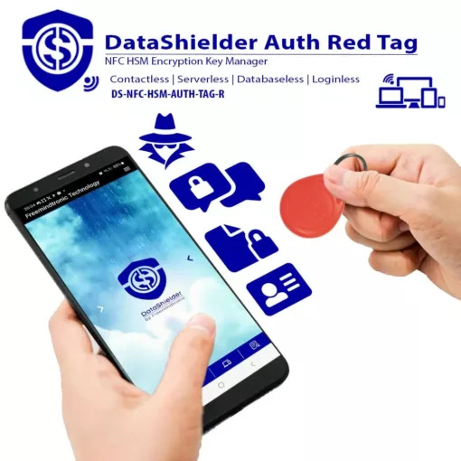 DataShielder NFC HSM Auth Red Tag for secure, contactless encryption key management