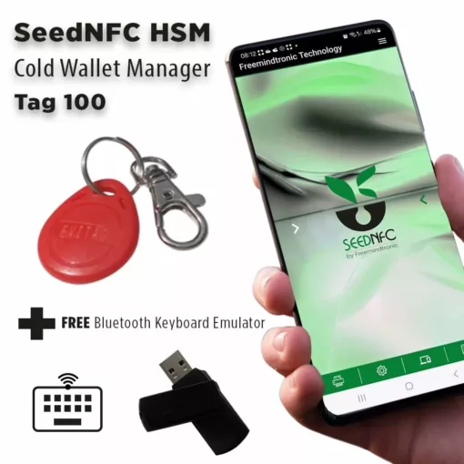 SeedNFC HSM Tag 100 in Red with Free Bluetooth Keyboard Emulator
