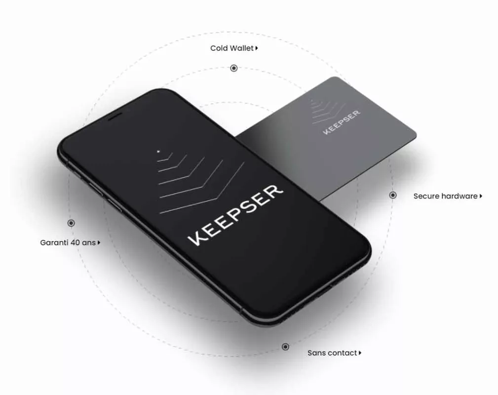 Keepser Cold Wallet with secure hardware and contactless functionality, designed for blockchain and crypto asset security.