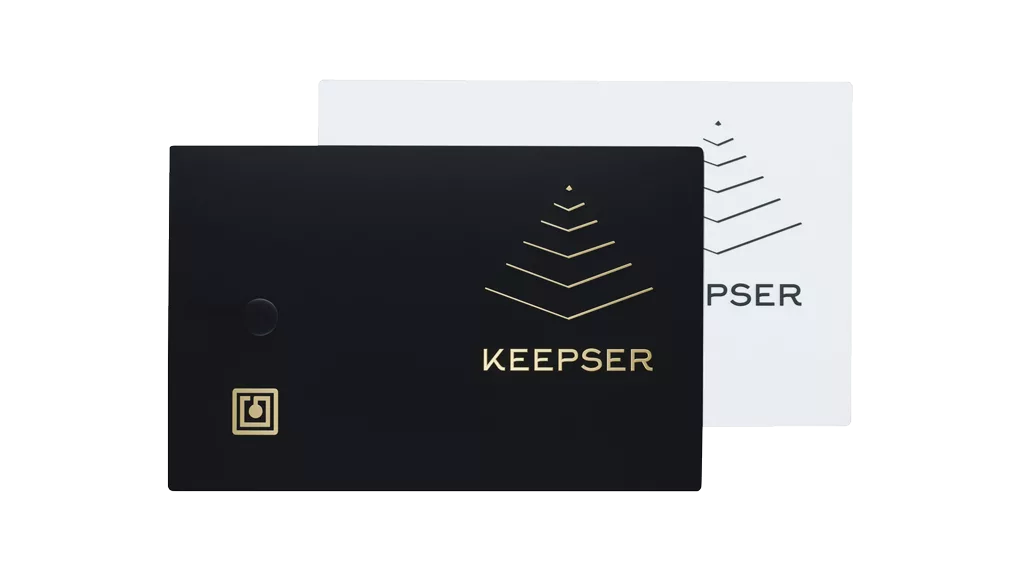 Keepser Pro+ NFC Cold Wallet and Keepser Safe Clone Card, illustrating the advanced security features and sleek design of the bundle.