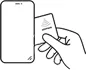 Hand holding a card near a smartphone illustrating NFC connection