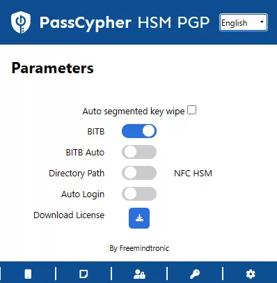 PassCypher HSM PGP settings panel with BITB protection options