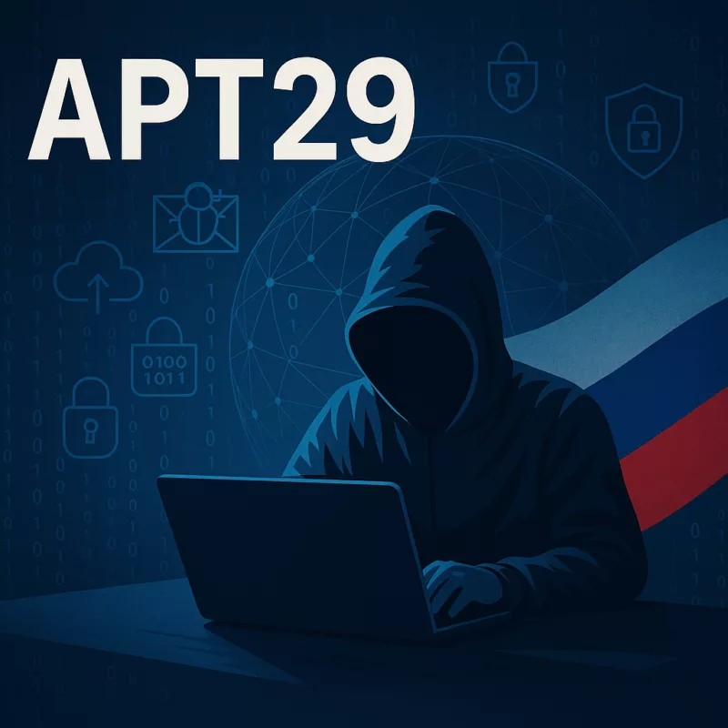 Illustration of APT29 spear-phishing Europe with Russian flag
