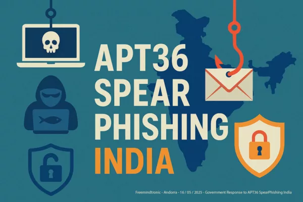 APT36 SpearPhishing India header infographic showing phishing icon, map of India, and cyber threat symbols