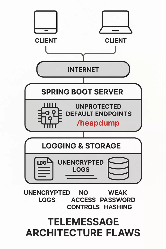 Simplified technical architecture diagram of TeleMessage before the Signal Clone breach