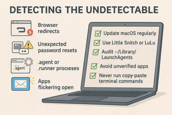 Checklist for detecting and neutralizing AMOS threats on macOS