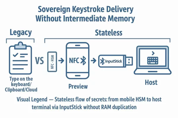 technical divergence between InputStick BLE injection and clipboard-based legacy workflows