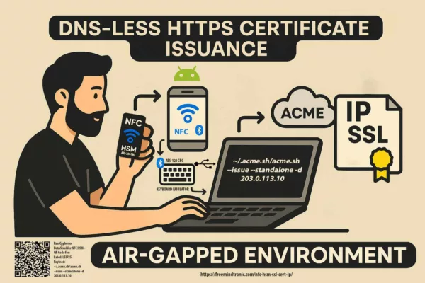 Secure IP certificate injection in DNS-less air-gapped environment using Android, ACME and BLE keyboard