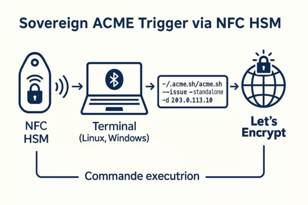 NFC HSM certificate trigger diagram for DevSecOps teams in offline IP-only networks