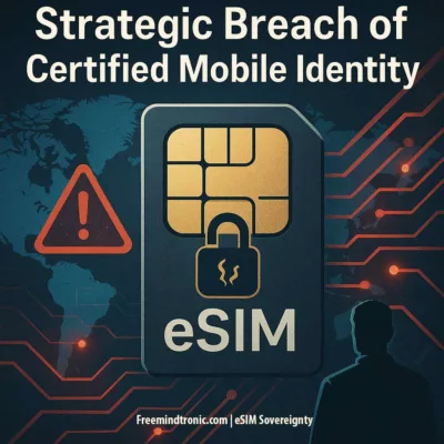 Illustration showing a strategic breach of certified eSIM mobile identity — eSIM Sovereignty Failure