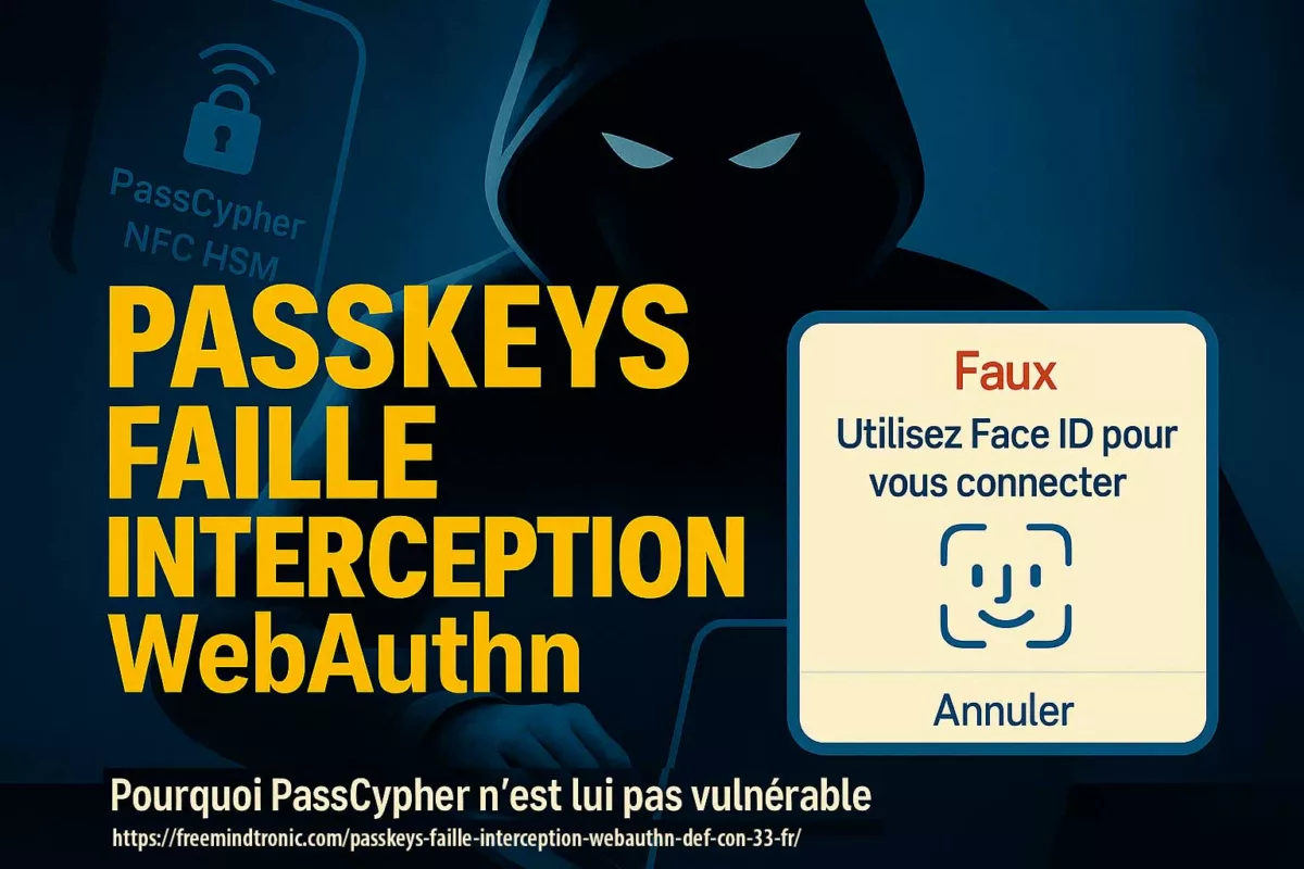 Passkeys Faille Interception WebAuthn DEF CON 33 — real-time prompt spoofing.