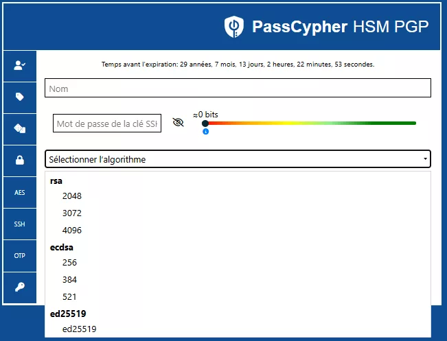 Interface PassCypher HSM PGP pour créer une Secure SSH key VPS PassCypher avec passphrase protégée par entropie Shannon et stockage dans NFC HSM