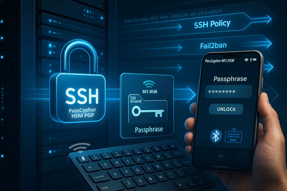 Secure SSH key VPS PassCypher HSM PGP avec passphrase NFC et émulateur HID Bluetooth BLE pour sécuriser un VPS multi-cloud