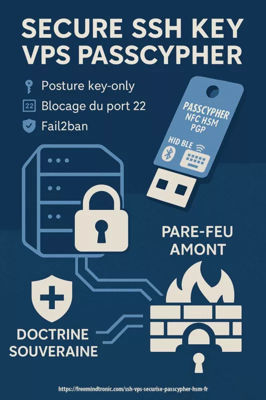 SSH VPS sécurisé avec PassCypher HSM — posture key-only, port 49152, pare-feu amont, NFC HSM PGP