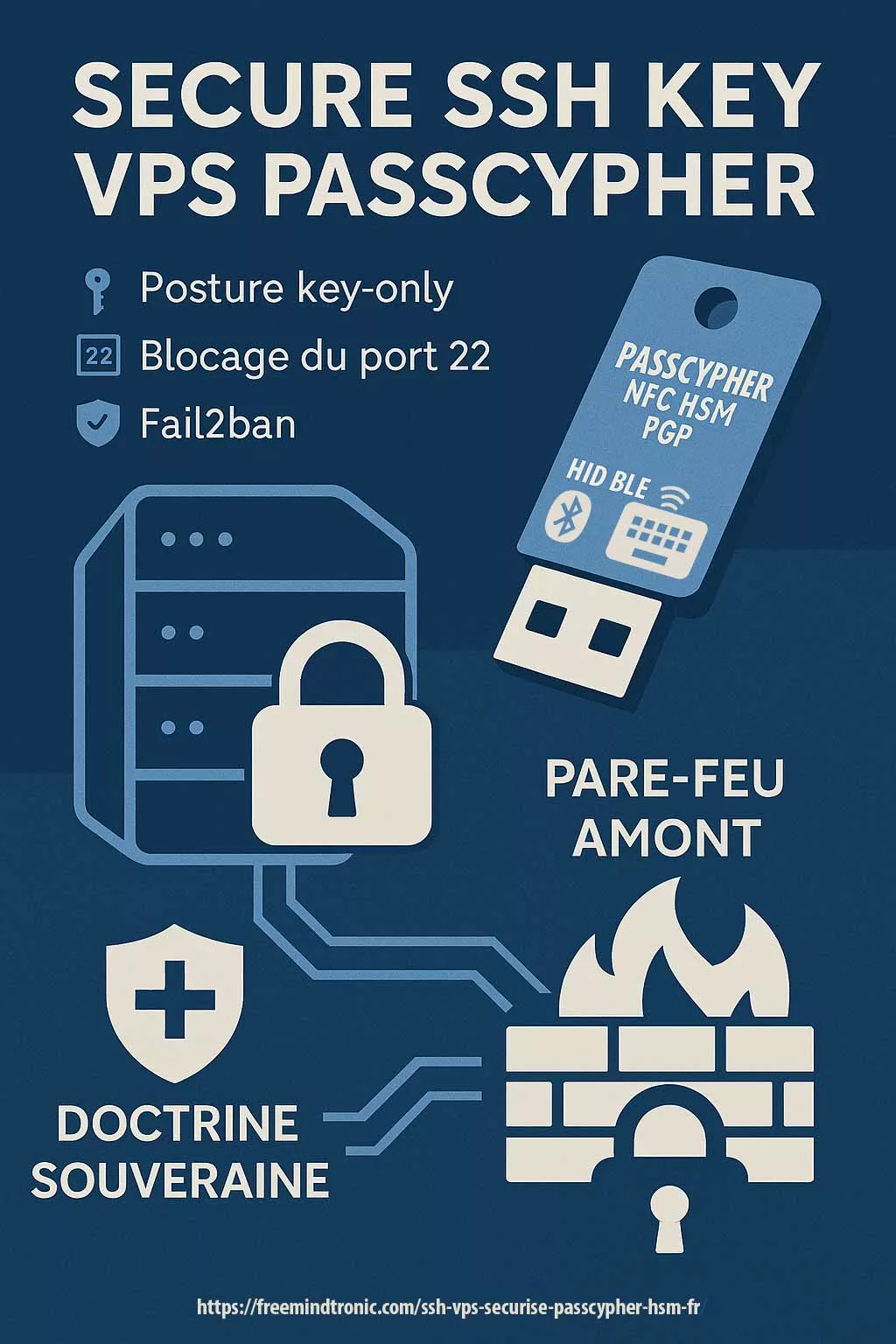 SSH VPS sécurisé avec PassCypher HSM — posture key-only, port 49152, pare-feu amont, NFC HSM PGP