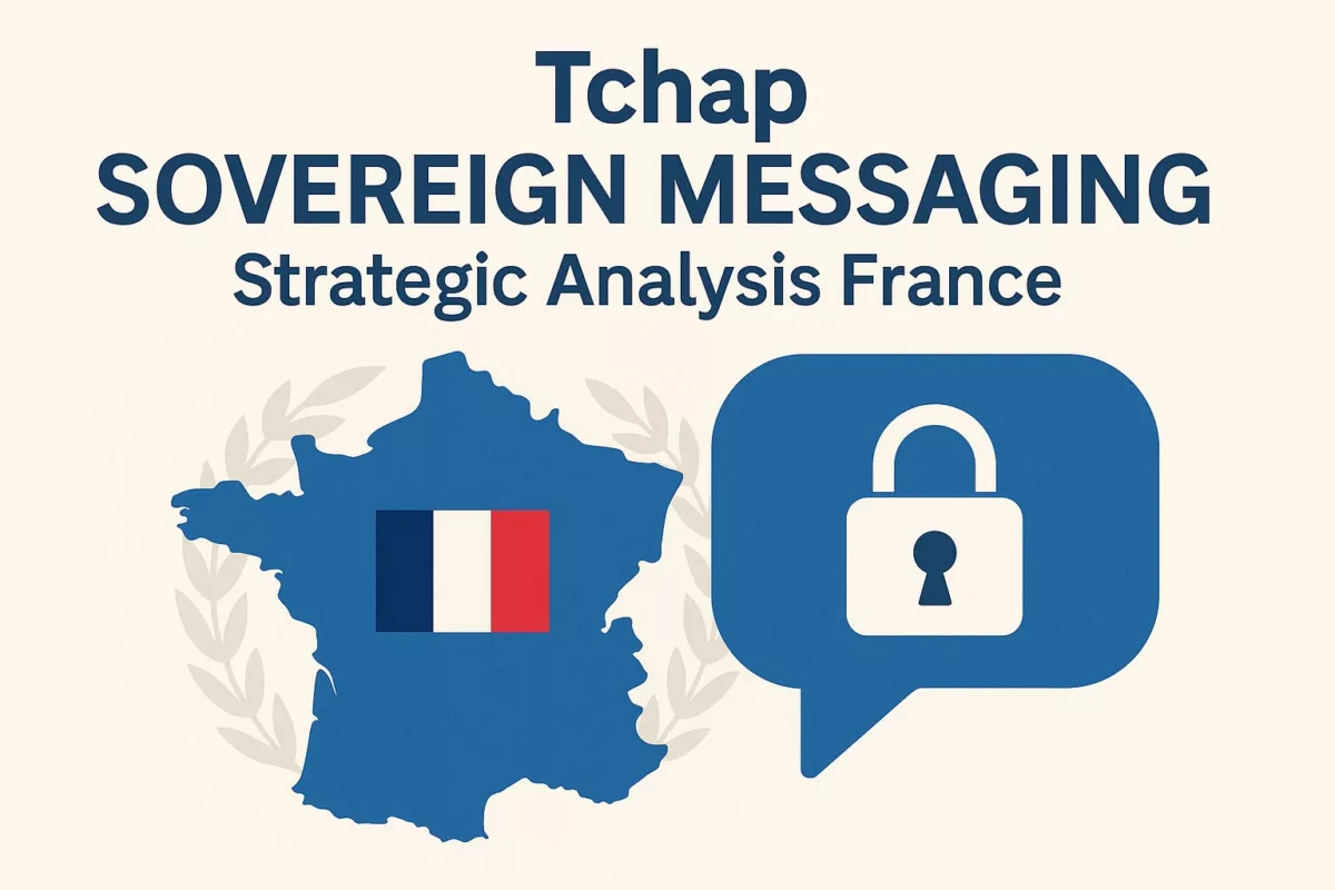Tchap Sovereign Messaging strategic analysis with France map and encrypted communication icon