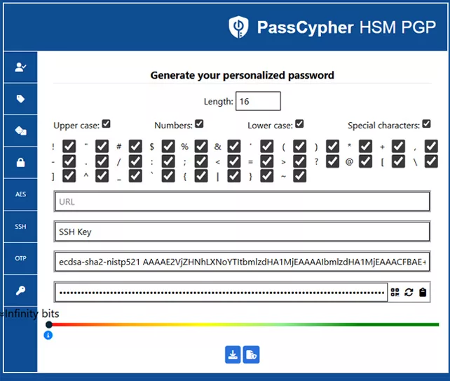 SSH personalized password generator with PassCypher HSM PGP — secure PGP AES-256 encrypted exports.