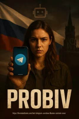 bot telegram usersbox, affiche cyber-thriller sur le marché noir probiv russe et l’illusion de contrôle des données par l’État
