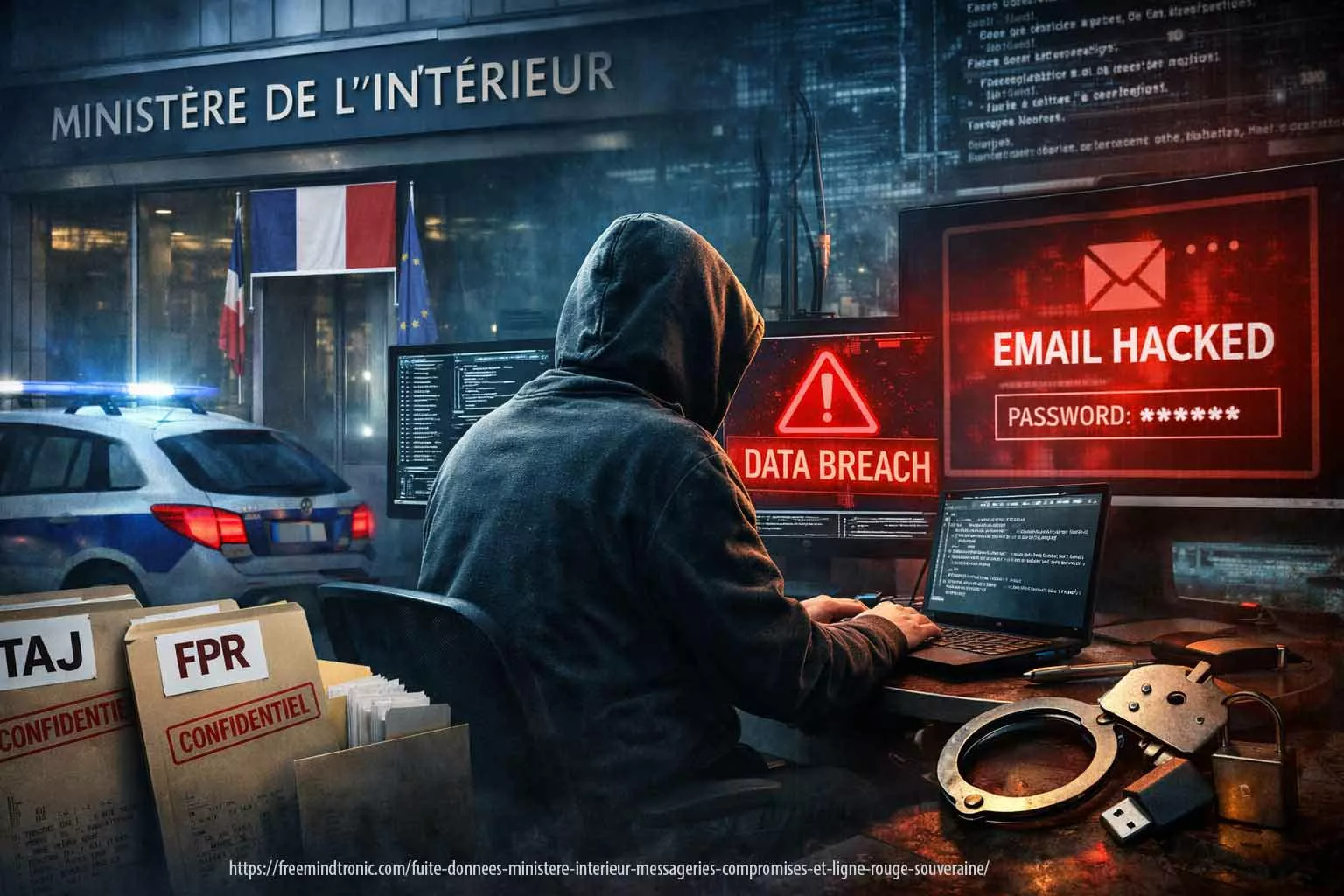 Fuite données ministère interieur : illustration réaliste d’une cyberattaque via messageries compromises avec accès TAJ/FPR