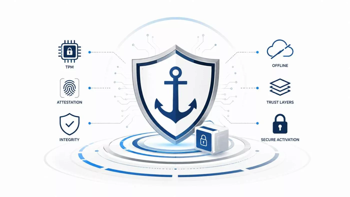 EviSKMS Secure Anchors sovereign trust runtime with TPM-assisted attestation, offline trust continuity and segmented operational integrity